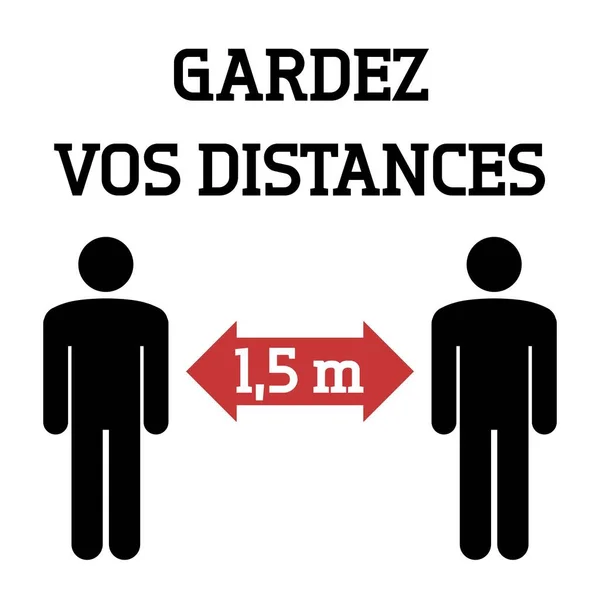Panneau Distance Sociale Langue Française Gardez Vos Distances Français Gardez — Image vectorielle