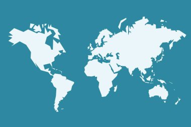 Dünya haritası vektörü. Keskin çokgen (düşük poli) geometrik biçim basit vektörü.