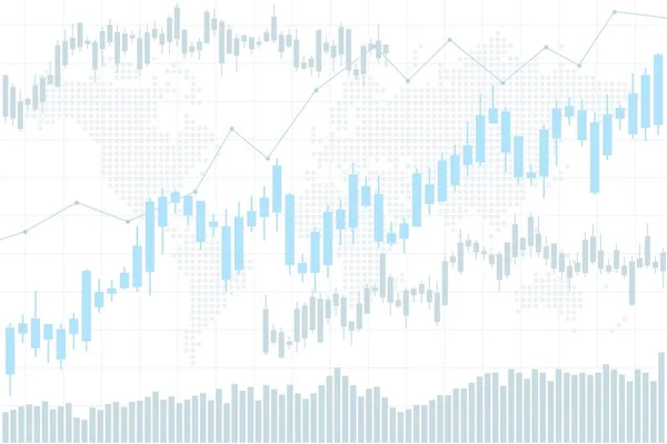 投资微妙的背景 背景为点状世界地图的证券交易用烛台标示图 股票市场概念背景 — 图库矢量图片