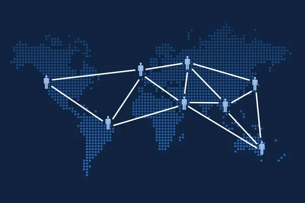 Collegamento Mappa Del Mondo Gente Rete Vettore Punteggiato Mappe Del — Vettoriale Stock