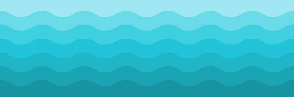 Deniz Dalgaları Arka Planı Yatay Olarak Dikişsiz Deniz Suyu Dokusu — Stok Vektör