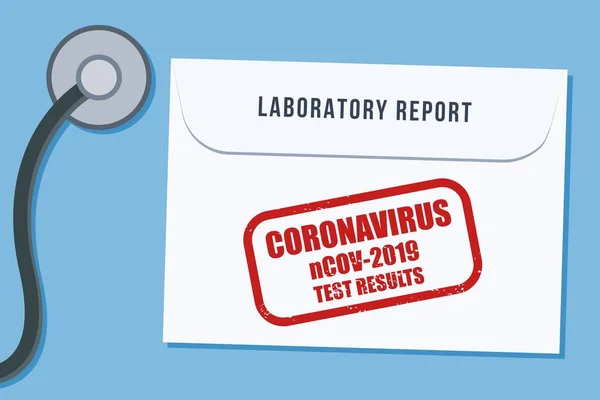 Coronavirus Ncov 2019 Covid Medische Laboratoriumtestresultaten Gezondheidsconcept Envelop Met Medisch — Stockvector