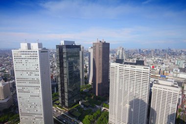 Shinjuku silueti. Tokyo, Japonya. Ofis binaları.