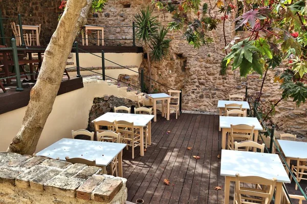 Lokales Restaurant Der Altstadt Von Korfu Kerkyra Unesco Weltkulturerbe Griechenland — Stockfoto