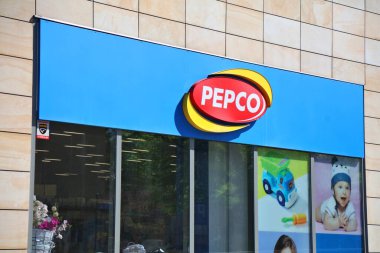 RACIBORZ, POLAND - MAY 11, 2021: Pepco brand discount store in Raciborz city, Poland. Pepco Group has over 3,000 stores under brands Pepco, Poundland and Dealz in Europe. clipart