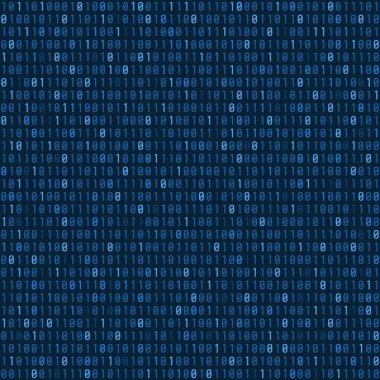 İkili kod, kusursuz vektör dokusu. Soyut mavi ikili arkaplan.