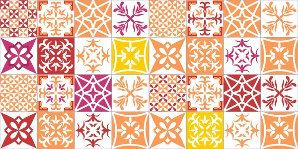 Floral Πλακάκια Patchwork Μοτίβο Ισπανικό Γαλλικό Στυλ Provence Περιοχή Εικονογράφηση — Διανυσματικό Αρχείο