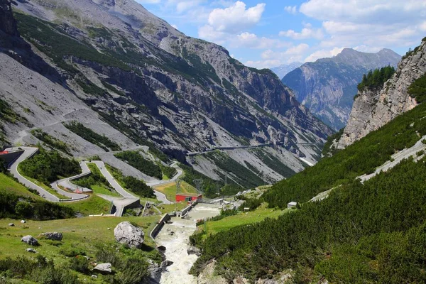 Przełęcz Górska Włoszech Park Narodowy Stelvio Droga Przełęczy Stelvio Alpach — Zdjęcie stockowe