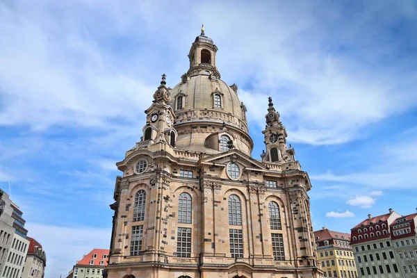 Deutsche Architektur Dresdner Frauenkirche Religiöses Wahrzeichen Von Dresden Deutschland — Stockfoto