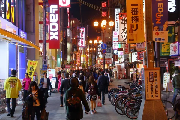 Osaka Giappone Novembre 2016 Gente Visita Strada Dotonbori Notte Osaka — Foto Stock