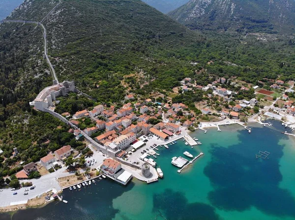 Kroatië Drone Uitzicht Mali Ston Bay Malostonski Zaljev Van Adriatische — Stockfoto