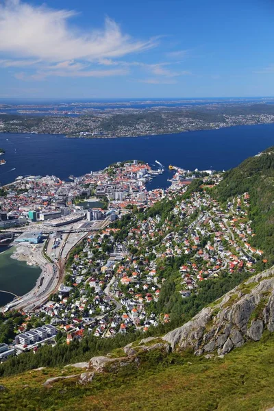 Bergen City Norvegia Estate Vista Aerea Del Centro Bergenhus Bryggen — Foto Stock