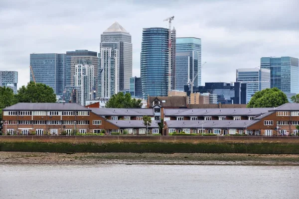 Londra Nın Greenwich Bölgesinden Canary Wharf London Docklands Görüldü — Stok fotoğraf