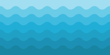 Soyut deniz dalgaları vektörü. Deniz suyu desenini tekrarla. Yatay olarak dikişsiz doku.