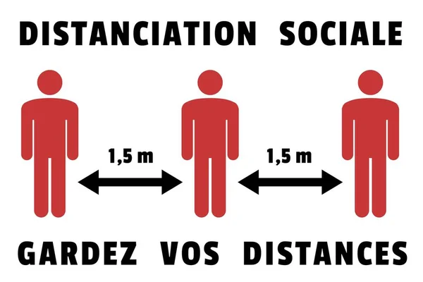 Frances Language Social Distancing Sign Vector Distanciacion Sociale Gardez Vos — Archivo Imágenes Vectoriales