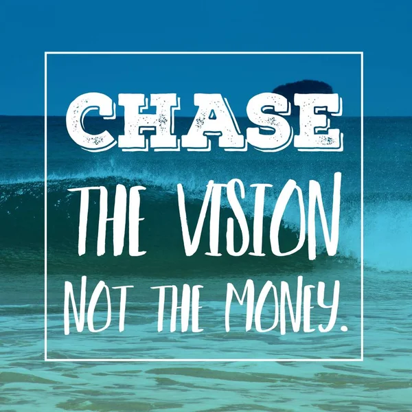 Volg Het Visioen Niet Het Geld Startup Motiverende Offerte Poster — Stockfoto