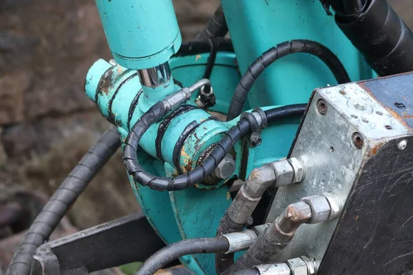 Detalle Máquina Hidráulica Pesada Cerca Detalle Máquina Construcción Genérica —  Fotos de Stock