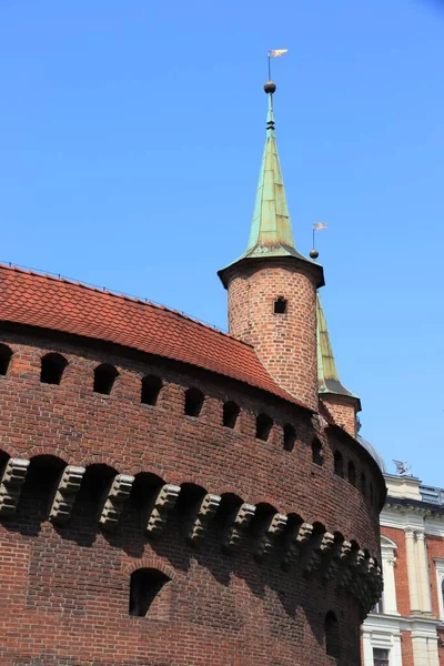Krakow City Landmark Poland Barbican Medieval Fortified Outpost — Stock Photo, Image