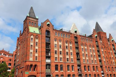 Hamburg, Almanya - Speicherstadt (Depo Bölgesi). Eski liman depoları.