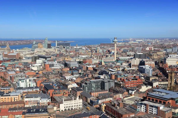 Liverpool Város Légi Kilátása Egyesült Királyság Városa — Stock Fotó