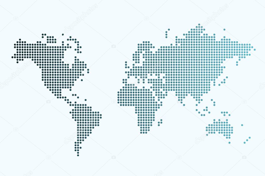 World map vector. Simple dot style world map - dotted technology style.