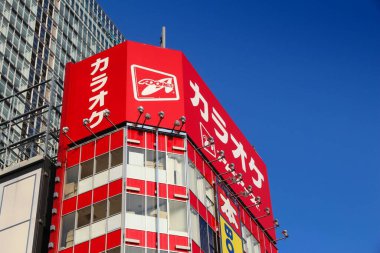 TOKYO, JAPONYA - 4 Aralık 2016: Tokyo 'nun Akihabara ilçesindeki karaoke merkezi ve oyun merkezi. Akihabara aynı zamanda Electric Town bölgesi olarak da bilinir, elektronik mağazaları ve otaku kültürüyle ünlüdür..