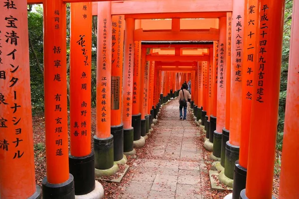 Kyoto Japón Noviembre 2016 Gente Visita Las Puertas Torii Del —  Fotos de Stock