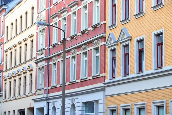Chemnitz Város Németország Utcai Kilátás Német Lakó Építészet Apartman Épületek — Stock Fotó
