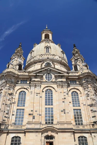 Немецкая Архитектура Дрезденская Церковь Фрауэнкирхе Религиозный Ориентир Дрездена Германия — стоковое фото