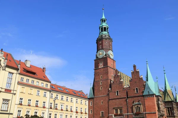 Wahrzeichen Der Stadt Breslau Das Alte Rathaus Rynek Platz Wroclaw — Stockfoto