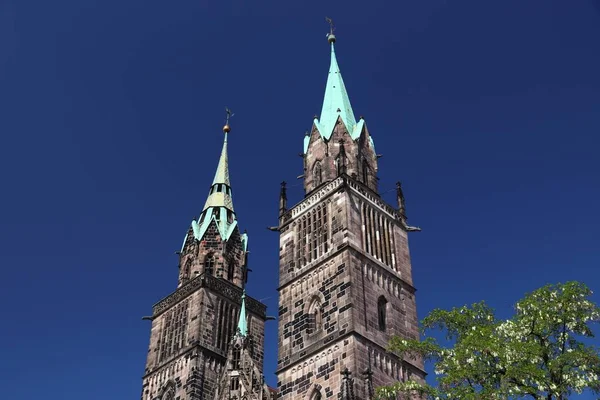 Německé Památky Kostel Vavřince Lorenzkirche Gotická Památka Norimberku Německo — Stock fotografie