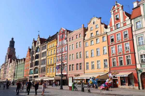 Wroclaw Polonia Settembre 2018 Gente Visita Piazza Principale Rynek Breslavia — Foto Stock