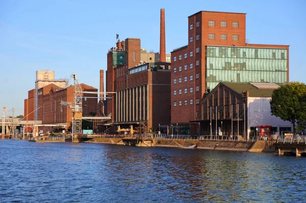 Staden Duisburg Tyskland Inre Hamnen Innenhafen Tidigare Industristruktur — Stockfoto