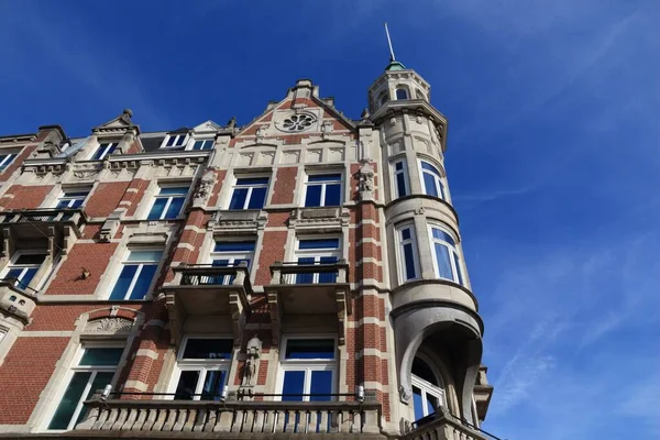 Arquitetura Cidade Amsterdã Oude Turfmarkt Edifícios Residenciais Países Baixos Rowhouse — Fotografia de Stock