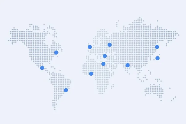 Carte Monde Vecteur Carte Monde Pointillée Avec Les Grandes Villes — Image vectorielle