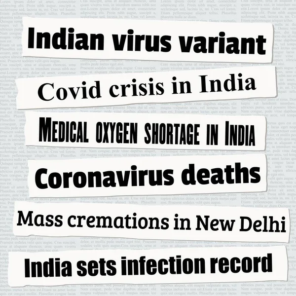 Índia Coronavirus Epidemic News Titles Ilustração Conceito Das Manchetes Imprensa — Vetor de Stock