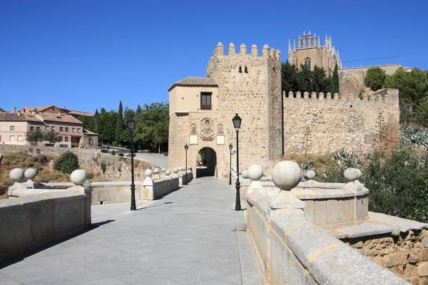 Puente San Martín Toledo Antiguo Hito Medieval España —  Fotos de Stock