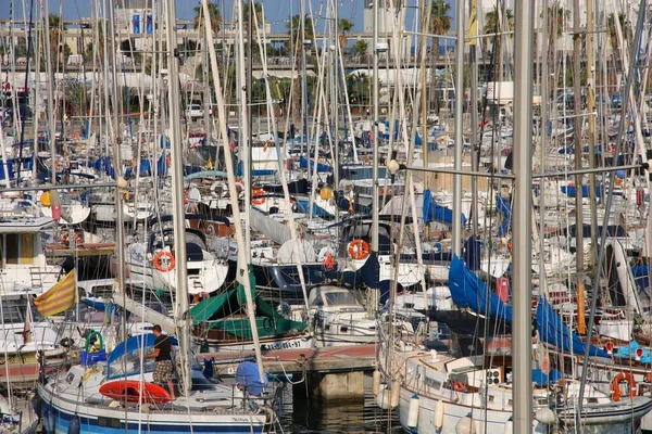 Барселона Испания Сентября 2009 Яхты Парусники Marina Port Vell Барселоне — стоковое фото