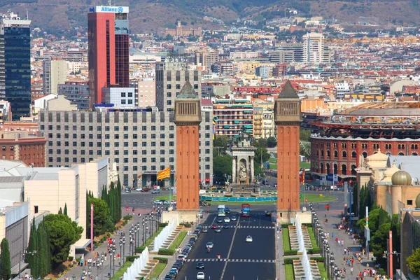 Barcelona Hiszpania Wrzesień 2009 Placa Espanya Jedno Najbardziej Znanych Miejsc — Zdjęcie stockowe