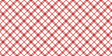 Kırmızı beyaz köşegen desen. Klasik ekose kumaş deseni. Eski moda tasarımı kusursuz vektör.