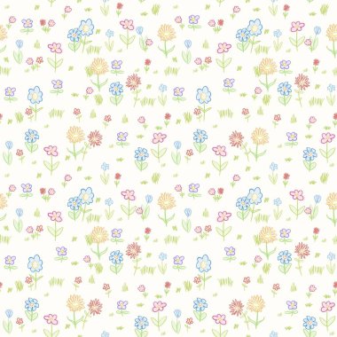 El çizimi, kusursuz çiçek dokusu. Çiçek kumaş taşıyıcı tasarımı. El çizimi çiçek deseni.