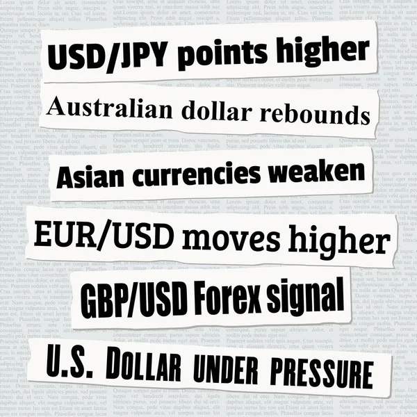Forex Trading Press Headlines Forex Market Investing News Currency Financial — Stock Vector