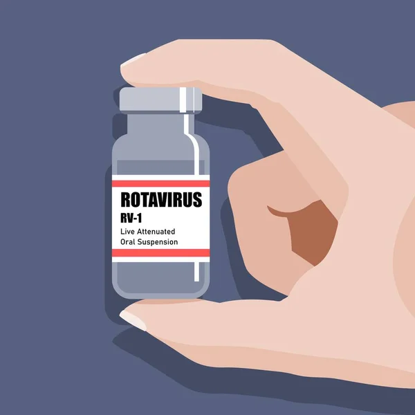 Injektionsflaska Med Rotavirus Oral Suspension Handtag Med Läkemedelsflaska Vetenskaplig Forskning — Stock vektor