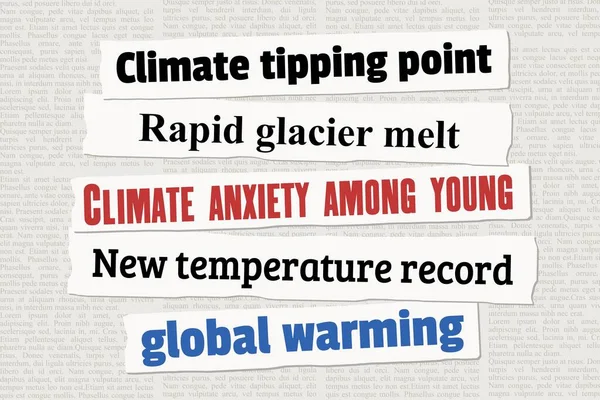 Nyhetsrubriker Klimatförändringar Tidningsurklipp Global Uppvärmning Temperaturstatistik Och Klimatförändringar — Stock vektor