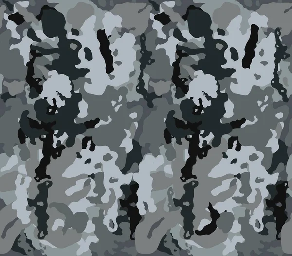 Patrón Camuflaje Gris Negro Estampado Militar Camuflaje Patrón Sin Costura — Vector de stock