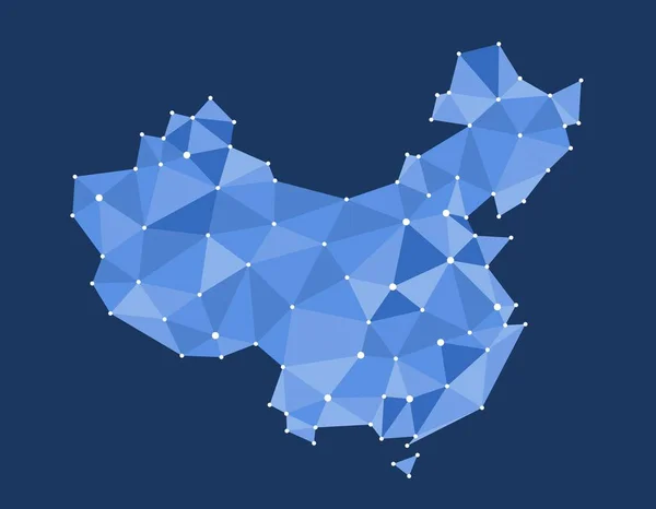 Κίνα Πολύγωνο Χάρτη Αφηρημένο Διάνυσμα Χαμηλό Πολυ Ύφος Διανυσματικός Χάρτης — Διανυσματικό Αρχείο