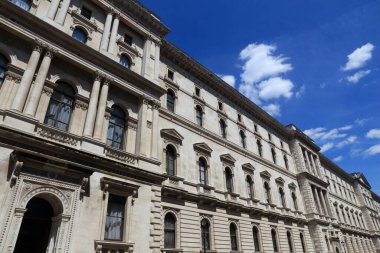 Her Majesty's Treasury. London landmark, UK -  The Exchequer, also known as Her Majesty's Treasury building. clipart
