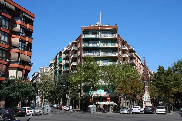 Barcelona Spanje September 2009 Street View Van Typische Straathoek Barcelona — Stockfoto