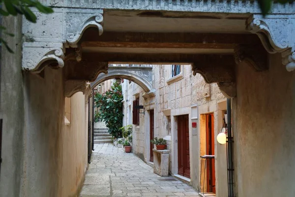 Kroatien Korcula Town Mittelalterliche Festungsstadt Auf Der Insel Korcula Enge — Stockfoto