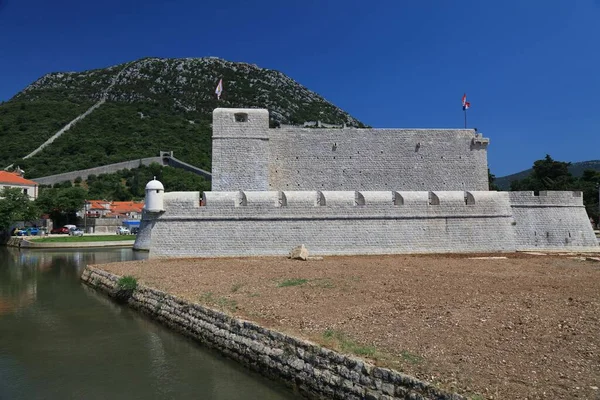Ston Oude Stad Het Schiereiland Peljesac Kroatië Middeleeuwse Vesting — Stockfoto